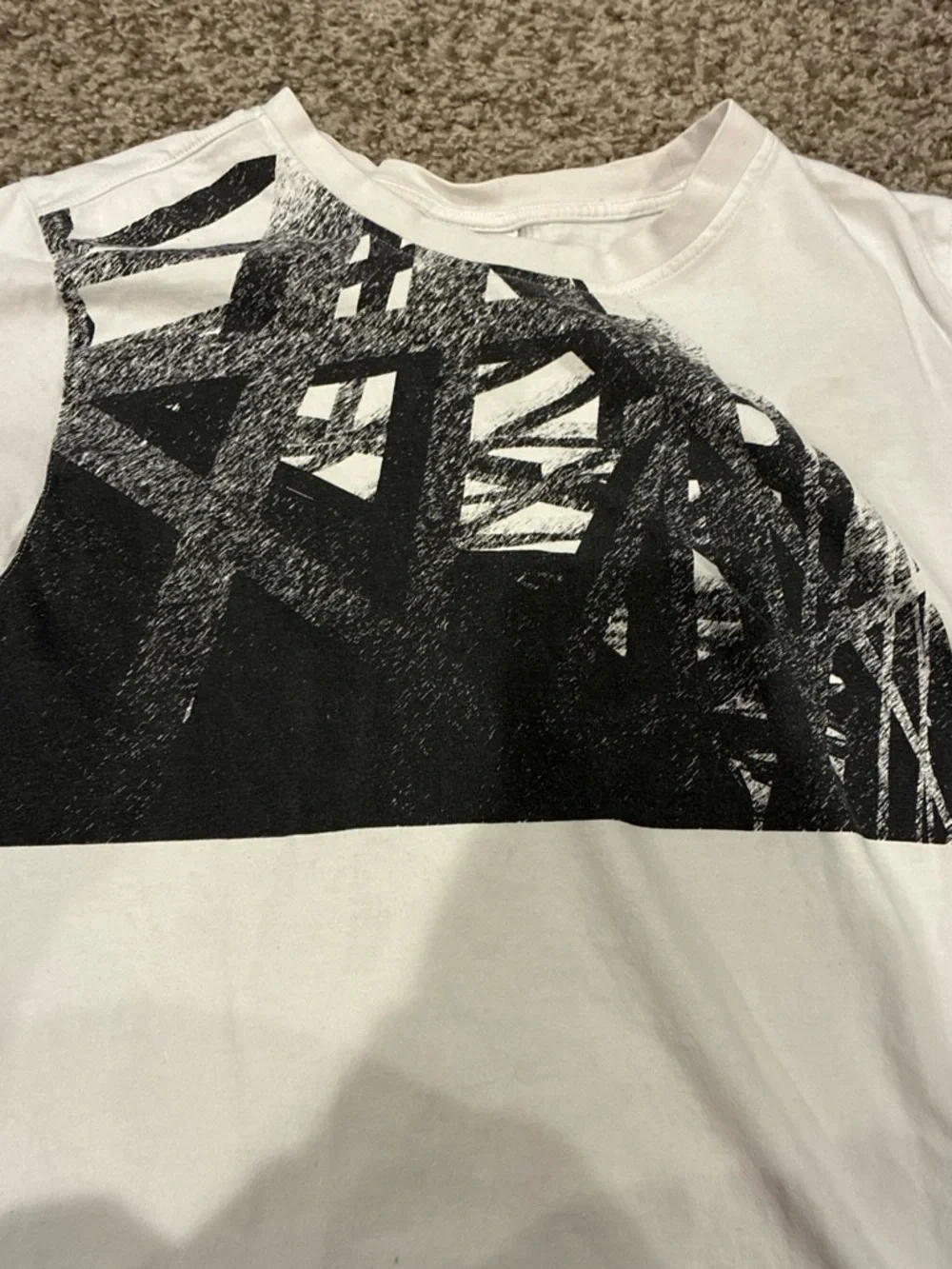 adidas White Tee with Black Architectural Print Beijing 2008 World Cup